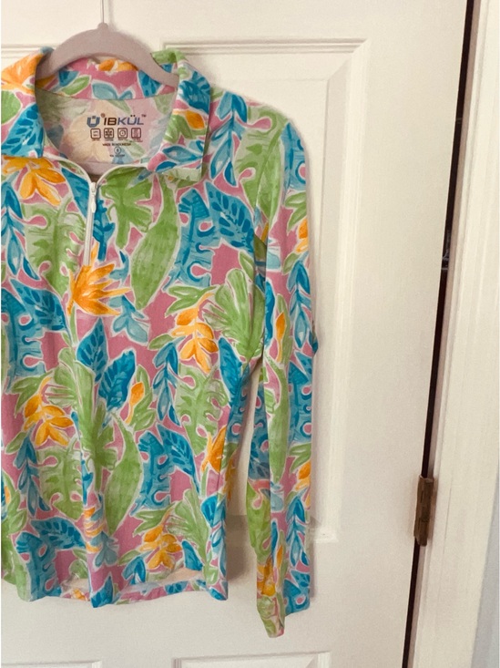 IBKUL Tops - IBKUL Multicolor Tropical Performance Pullover - Pink, Blue, Green, Yellow